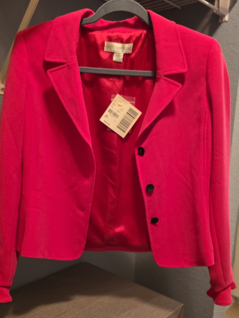Petite Sophisticate Hot Pink Cropped Blazer